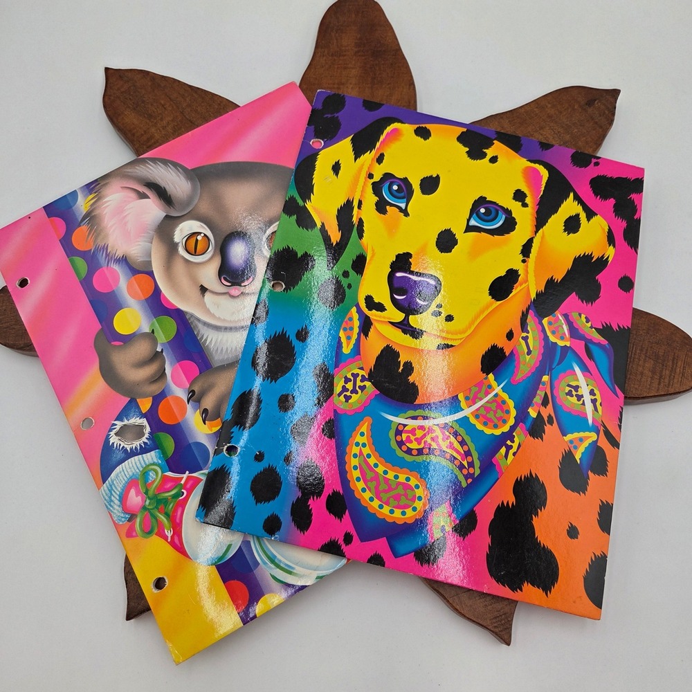 Vintage Lisa Frank Stuart Hall 2-Pocket Folders Dalmatian Koala Set of 2
